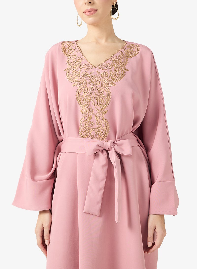 hayas closet Embroidered Belted Jalabiya - Image 3